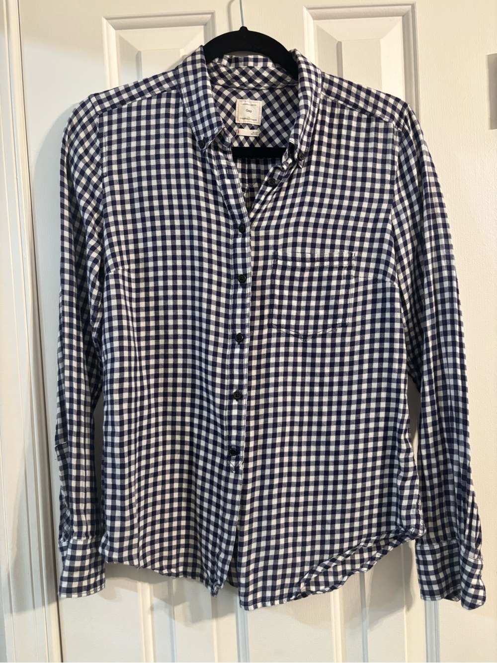 GAP Women’s 100% Cotton Shrunken Boyfriend Gingham Button-Down Shirt - Size S